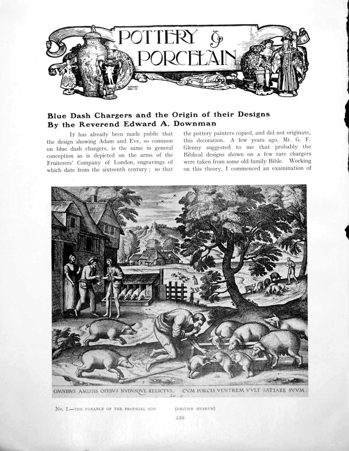 Antique Old Print Blue Dash Chargers Origin Designs Prodigal SonPages 1928