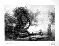 Antique Print The Bohemians Corot 1872 People Talking Woodland Setting 1928