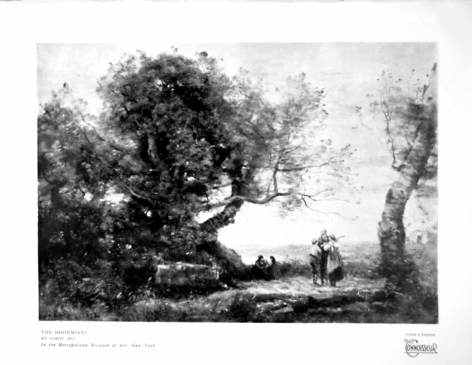 Antique Print The Bohemians Corot 1872 People Talking Woodland Setting 1928