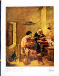 Antique Old Print Interior A Room With Figures By Adriaen Brouwer Cat 1928 20th