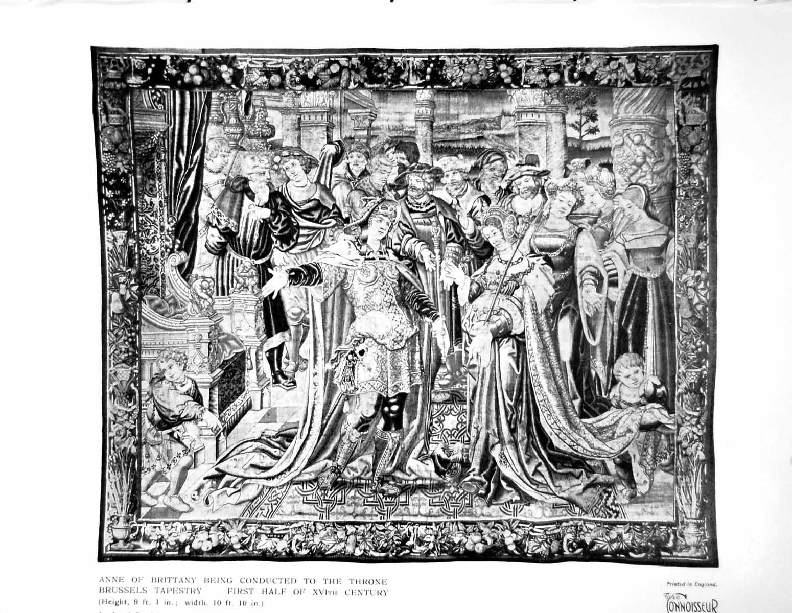 Antique Old Print Anne Brittany Being Conducted To The Throne Tapestry 1928