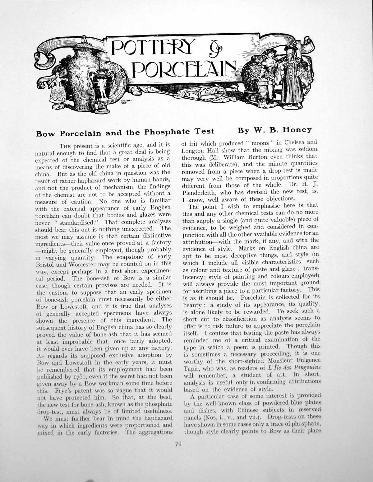 Antique Print Bow Porcelain And The Phosphate Test Dish PlatesPages 1929