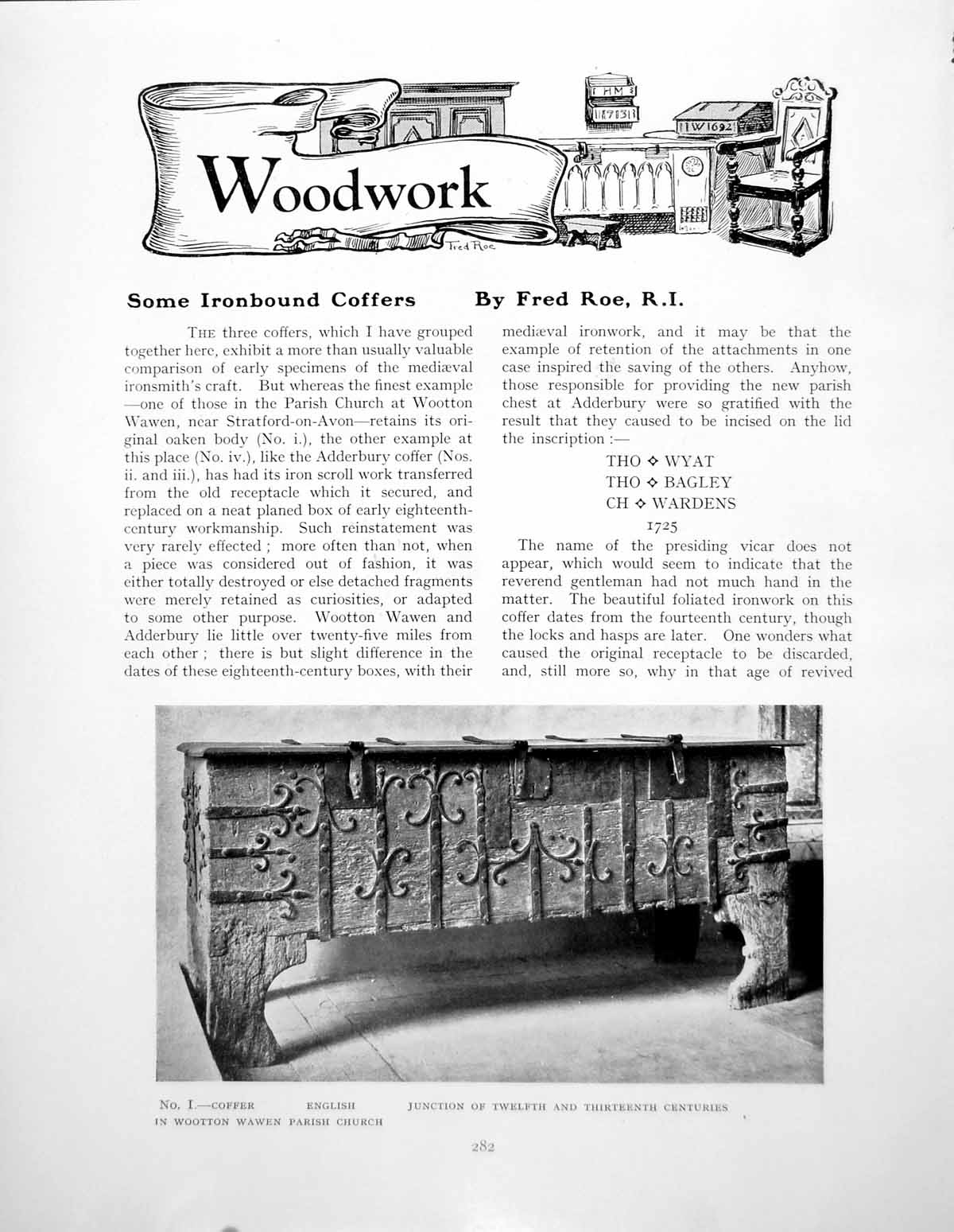 Old Vintage Print Some Ironbound Coffers English C12Th-C13ThPages 1929