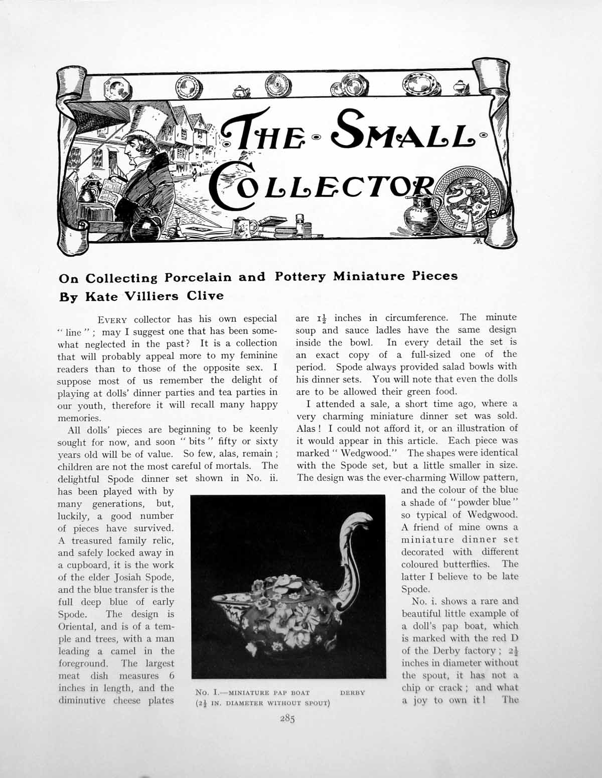 Antique Print On Collecting Porcelain Pottery Miniature PiecesPages 1929
