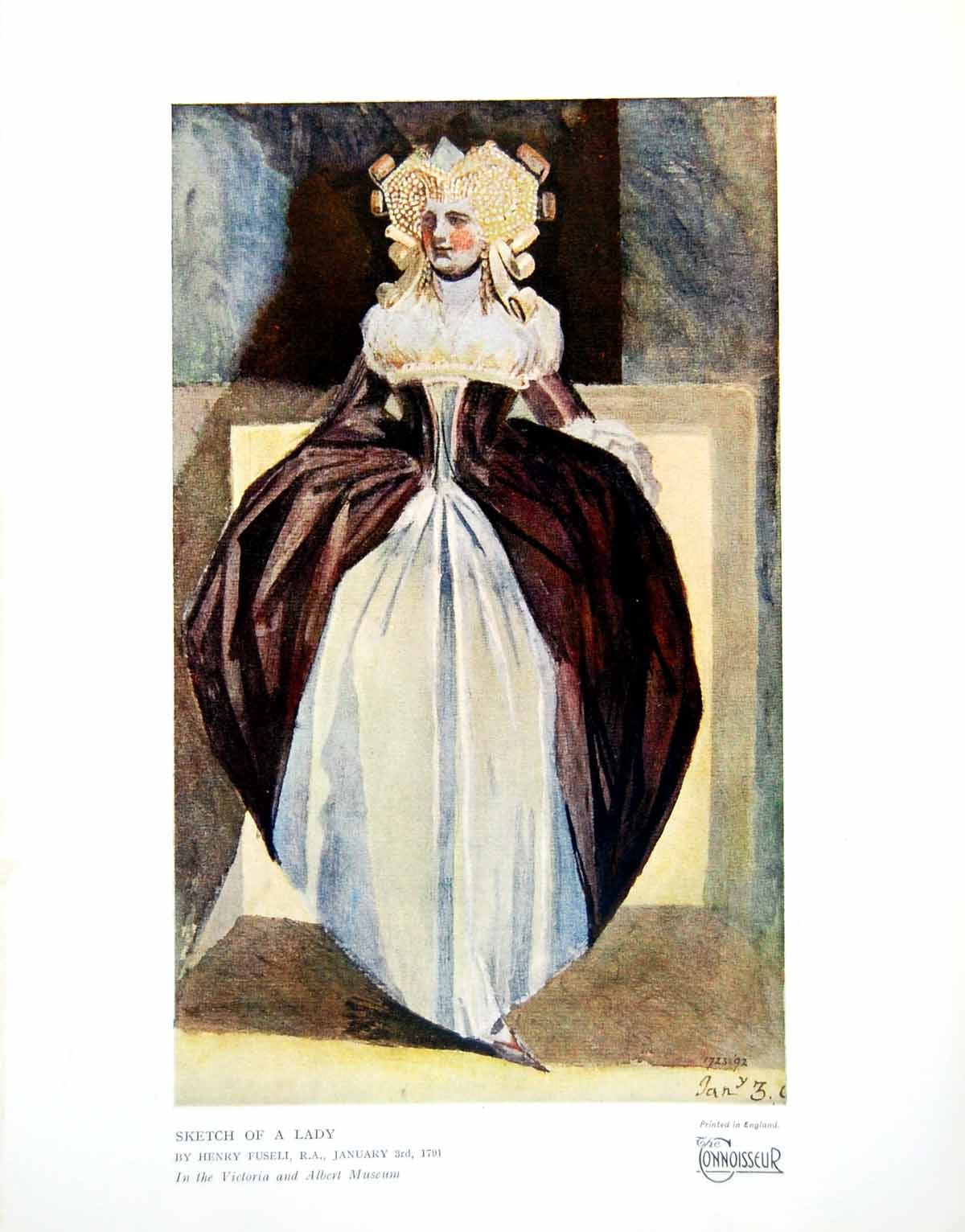 Antique Old Print Sketch A Lady By Henryfuseli Ra In Victoria And Albert 1929