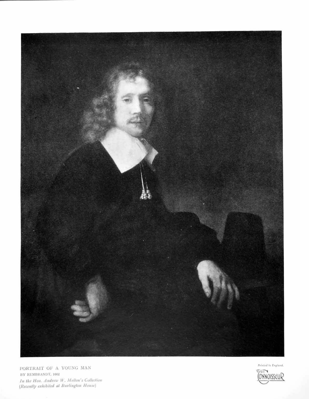Antique Old Print Portrait A Young Man By Rembrandt 1662 A W Mellon Coll 1929