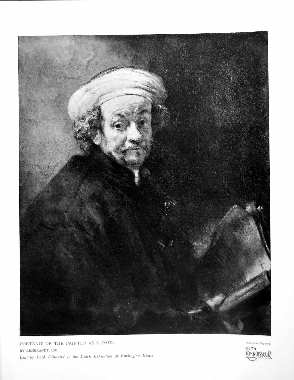 Original Old Vintage Print Portrait The Painter As S. Paul By Rembrandt 1929