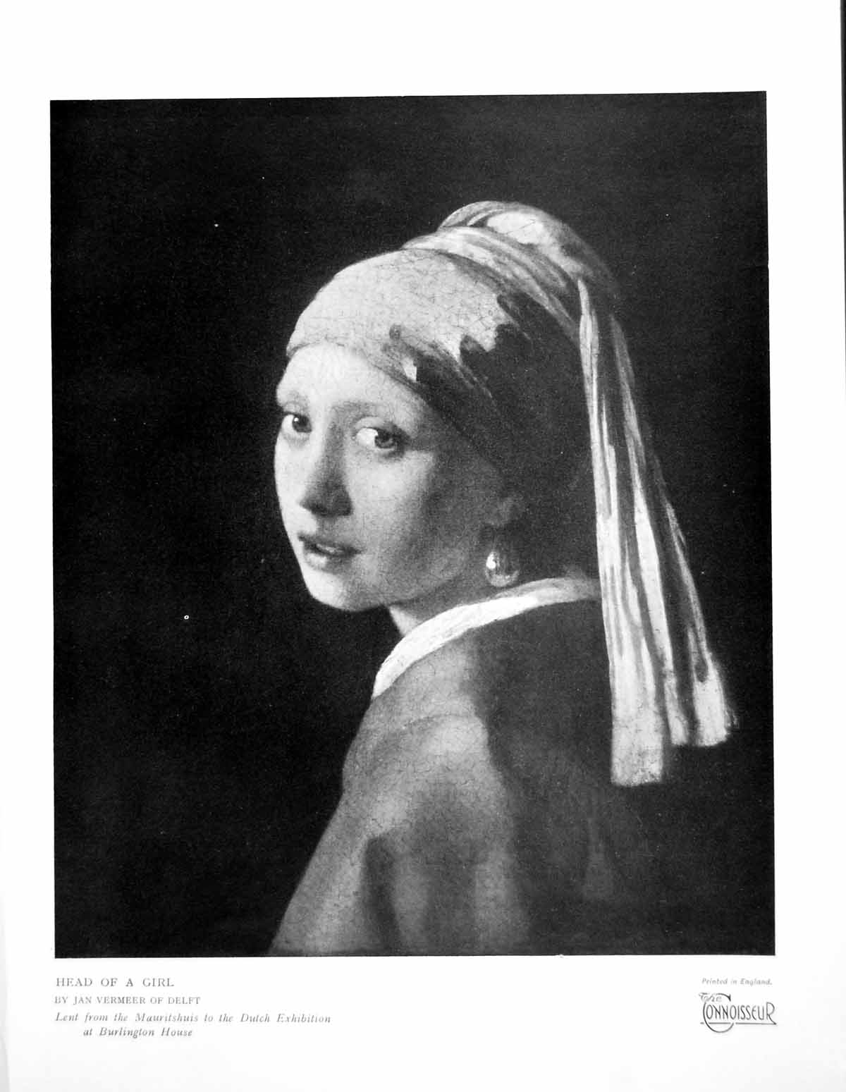 Original Old Vintage Print Head A Girl Jan Vermeer Delft Dutch Exhibition 1929
