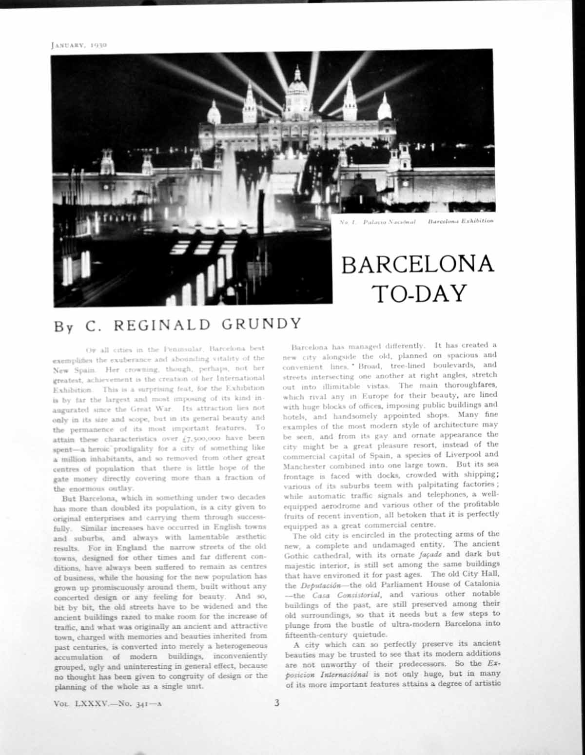 Old Vintage Print Barcelona To-Day Palacio Nacional ExhibitionPages 193
