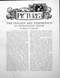 Antique Print Italian Art Exhibition At Burlington House TobiasPages 1930