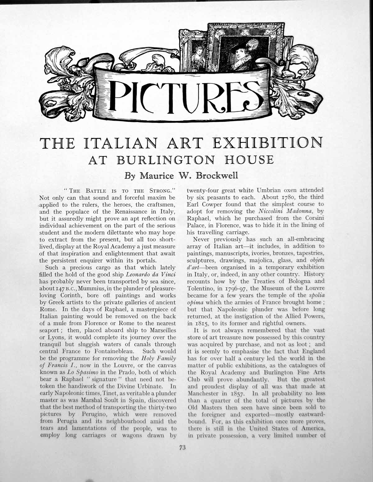 Antique Print Italian Art Exhibition At Burlington House TobiasPages 1930