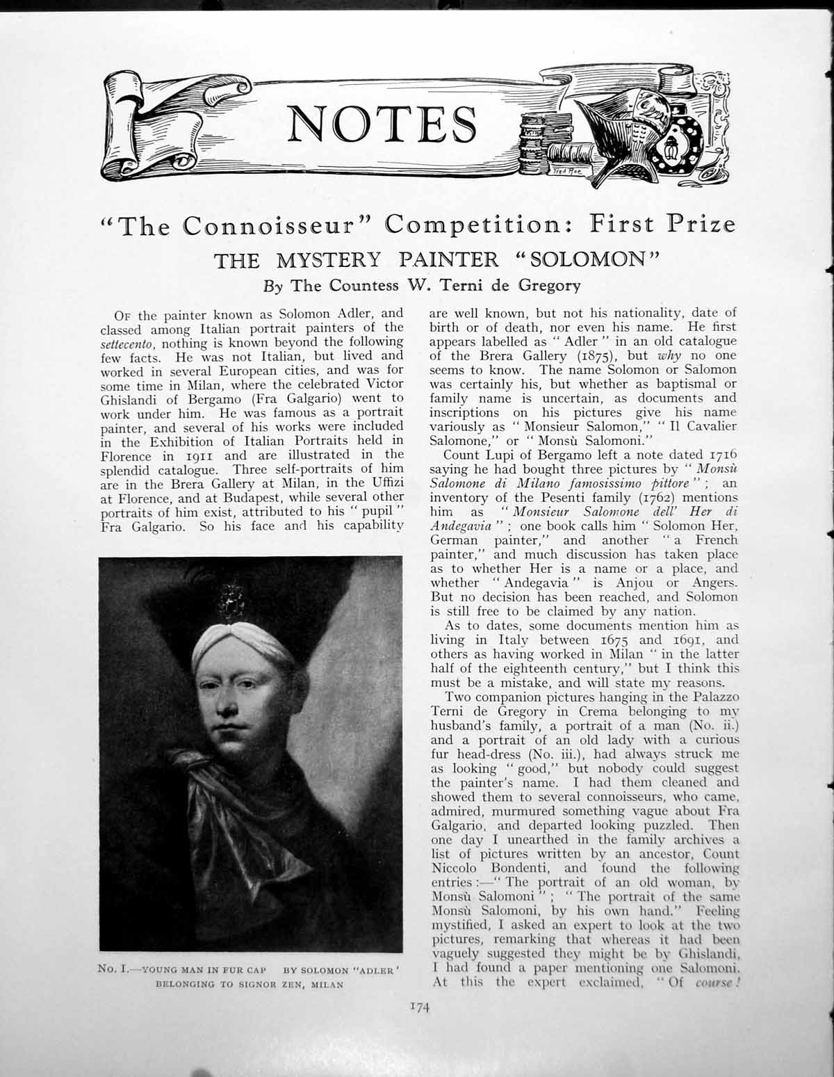 Antique Print Connoisseur Competition Mystery Painter SolomonPages 1930