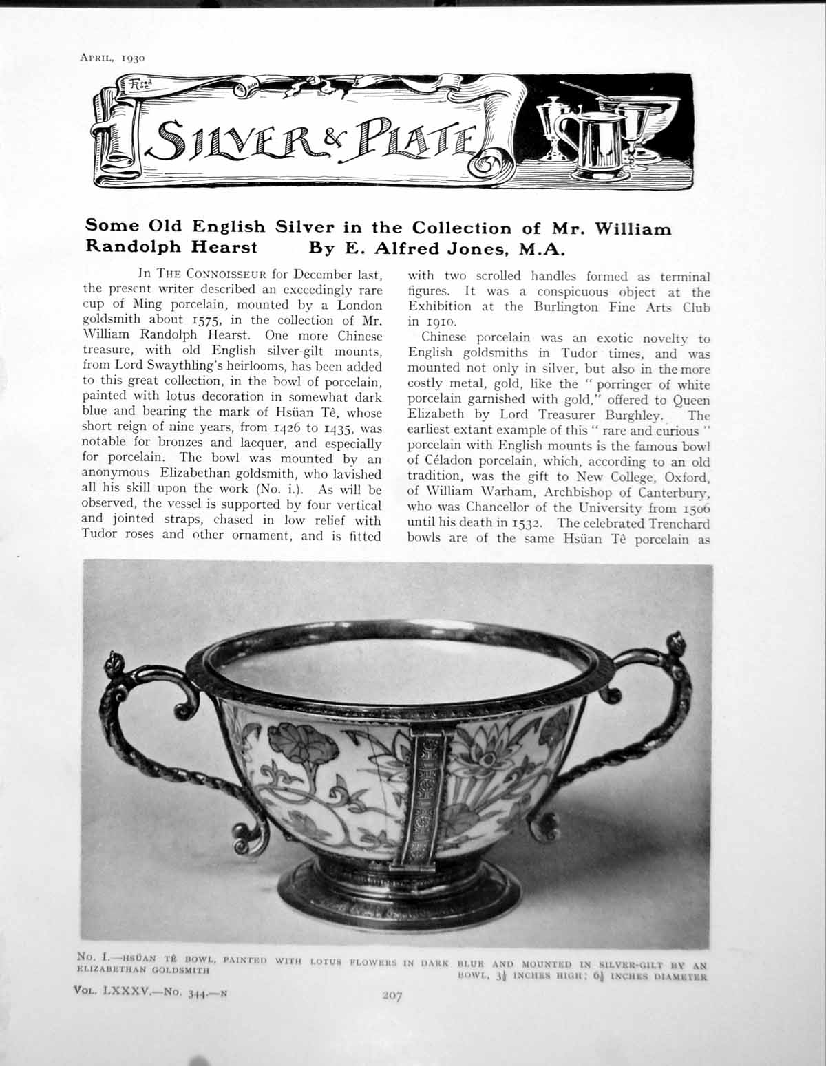 Antique Old Print English Silver In Collection William R HurstPages 1930