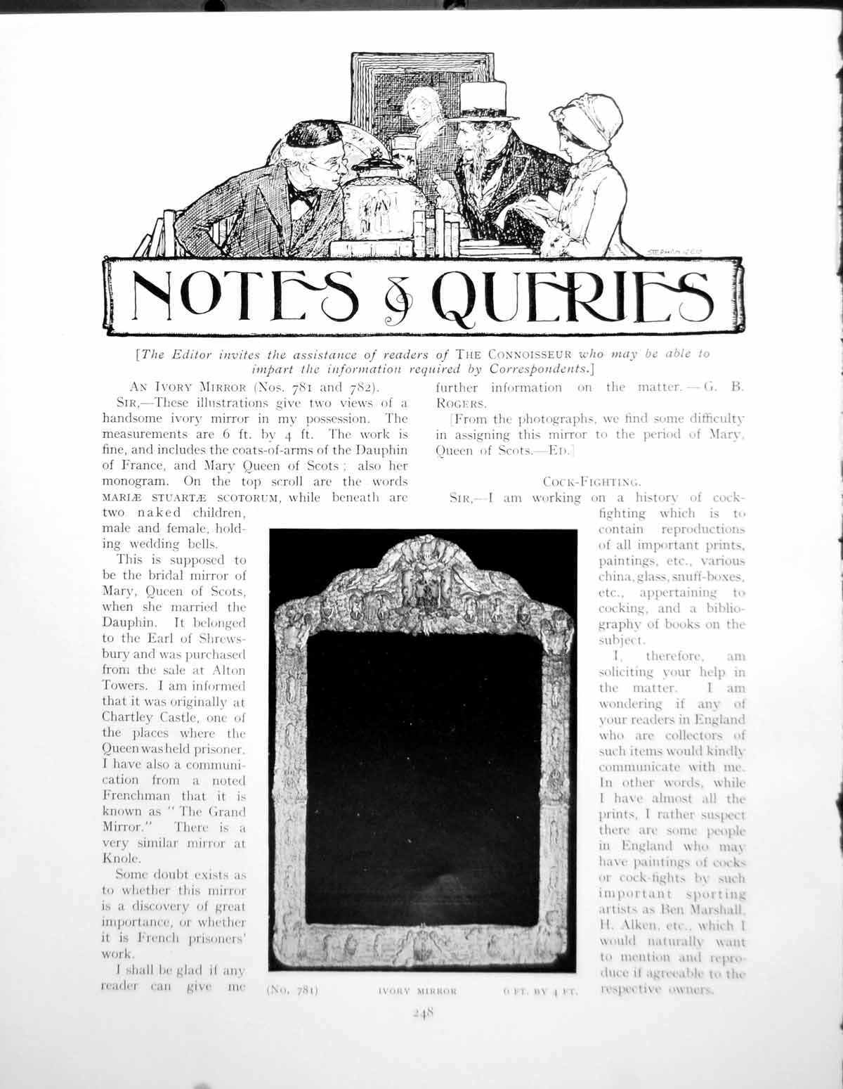 Antique Print Notes Queries Ivory Mirror From Chartley CastlePages 1930