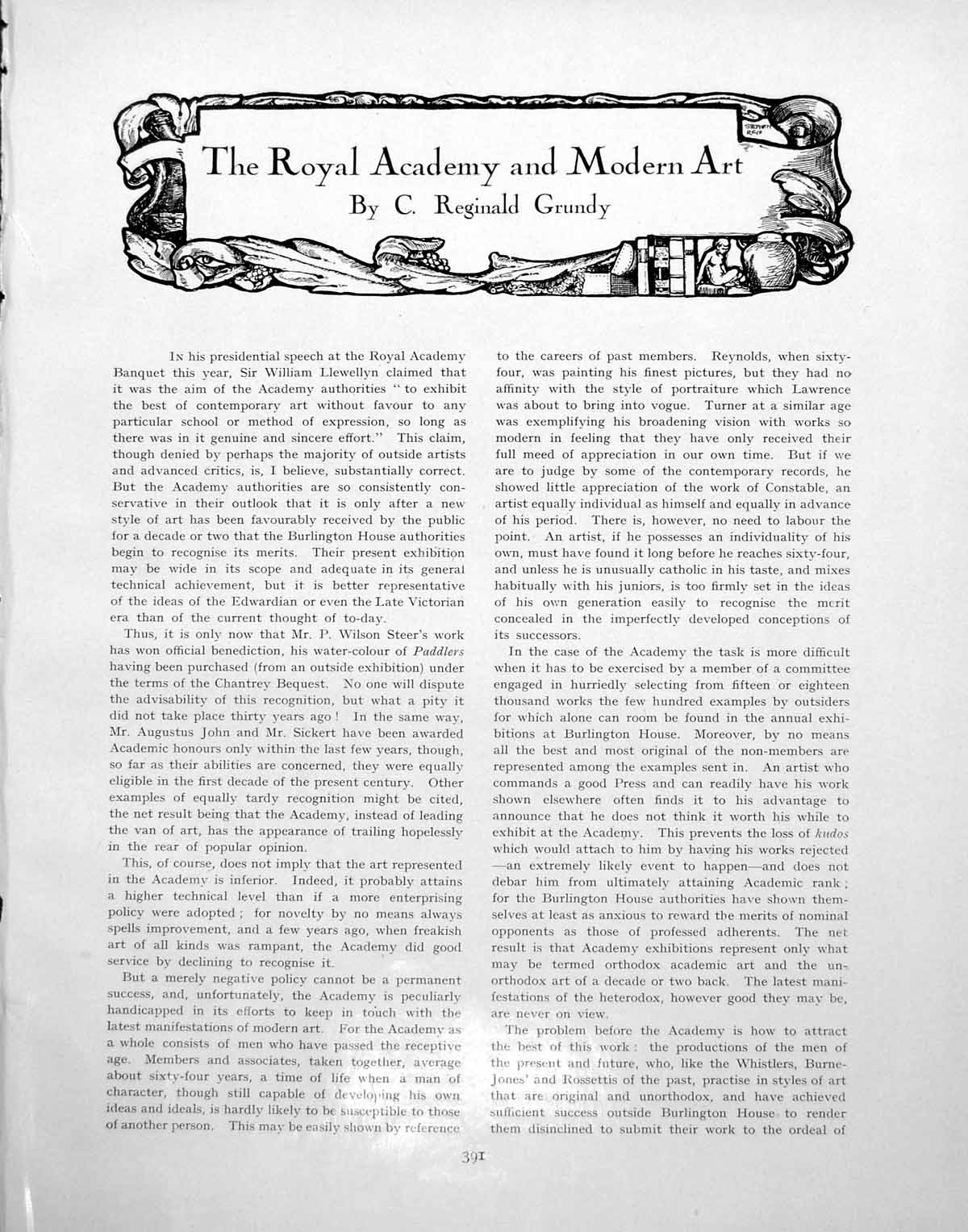 Antique Print Royal Academy And Modern Art Pelican Ponds BabyPages 1930