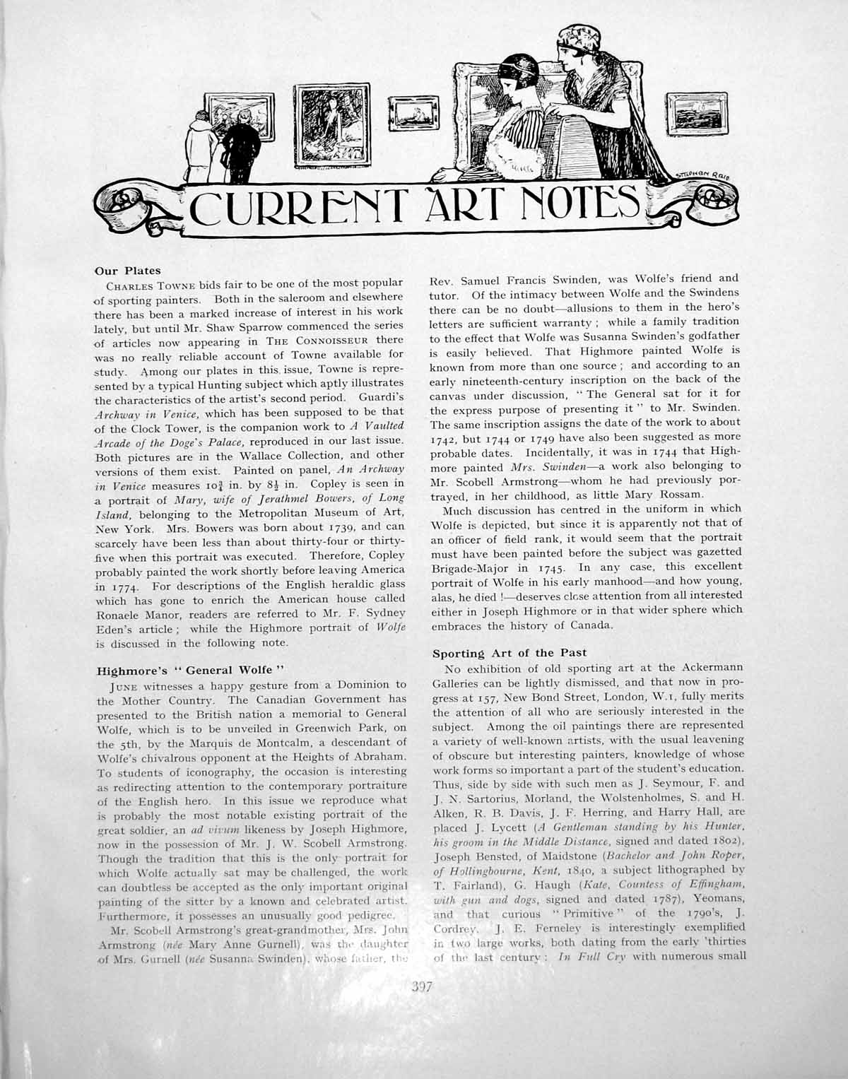 Antique Old Print Current Art Notes Sporting Art Cup And CoverPages 1930