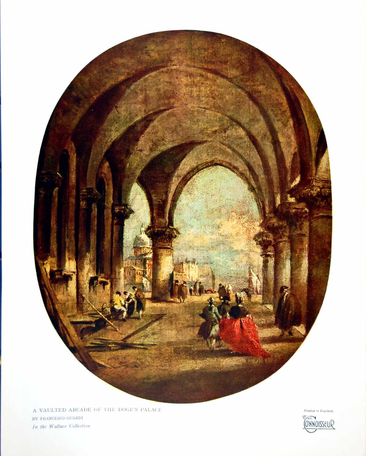 Old Vintage Print A Vaulted Arcade The Doges Palace Francesco Guardi 1930 20th