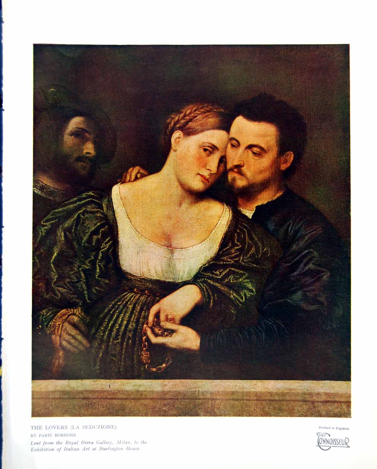 Old The Lovers La Seduzione By Paris Bordone Lent For Exhibition 1930 20th