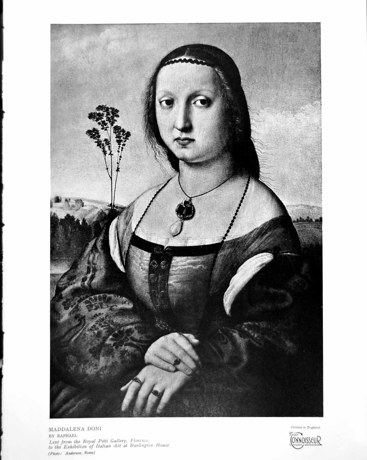 Old Print Maddalena Doni By Raphael Lent For Italian Art Exhibition 1930 20th