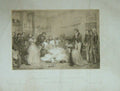 Original Old Antique Print Large 1842 Doctor House Man Bed France 19th