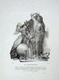 Original Old Antique Print Large Statue Monument Il Disinganno Man Net Wings