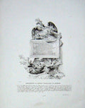 Original Old Antique Print Large Statue Monument Giovan Francesco Sangro