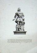 Original Old Antique Print Large Statue Man Uniform Costume Il Decoro
