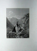 Original Old Antique Print Engraving P Lightfoot Women On Peak C1876 Victorian