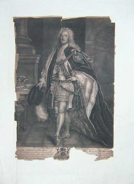 Original Old Antique Print Large Portrait Cavendish Marquis Hartlington