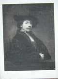 Original Old Antique Print Large Portrait Man Rembrandt Dutch Artist