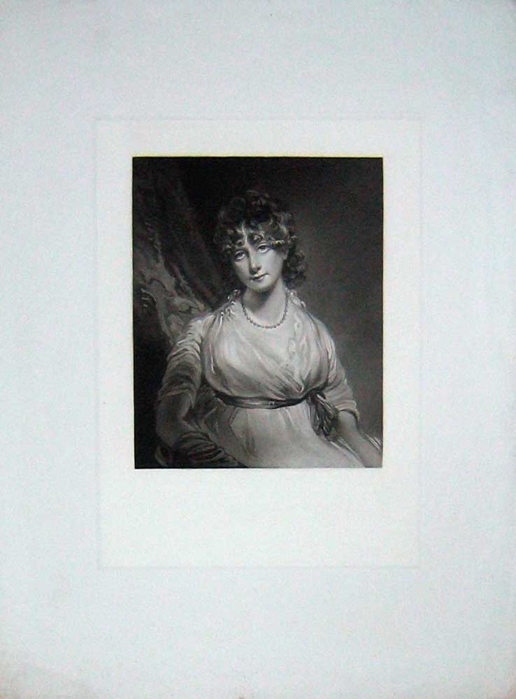 Original Old Antique Print Large Portrait Honourable Mrs Bouverie Lady