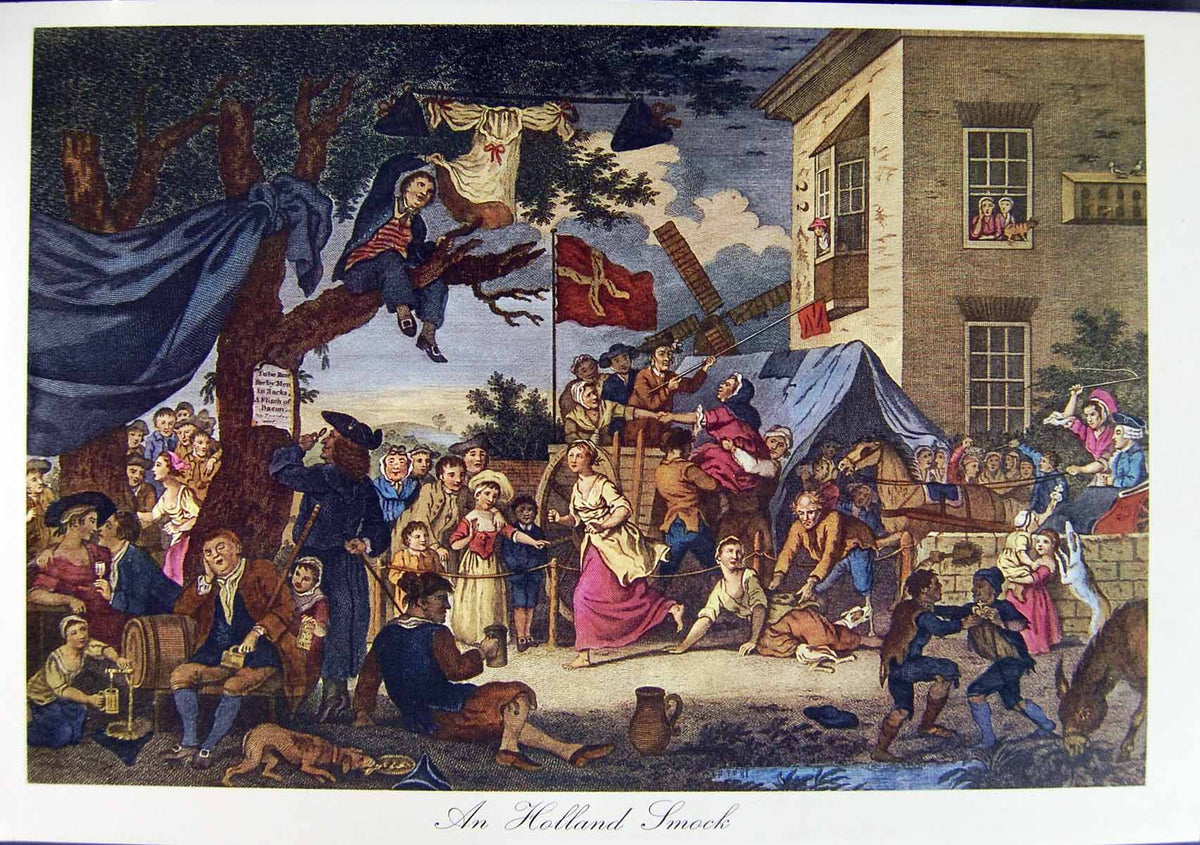 Original Old Antique Print Restrike An Holland Smock By Hogarth ? Free Ship