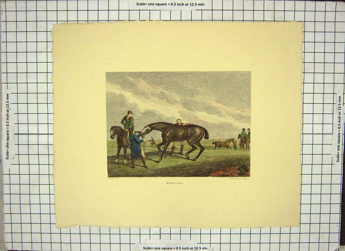 Original Old Antique Print Racing *3 By Howitt 1799 H/C