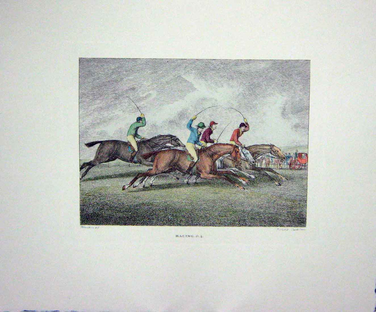 Original Old Antique Print Ref.858 SetRacing S Howitt 1799 H/C