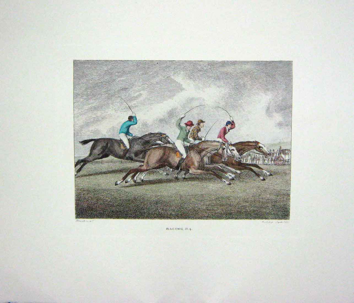 Original Old Antique Print SetRacing Howitt 1799 H/C