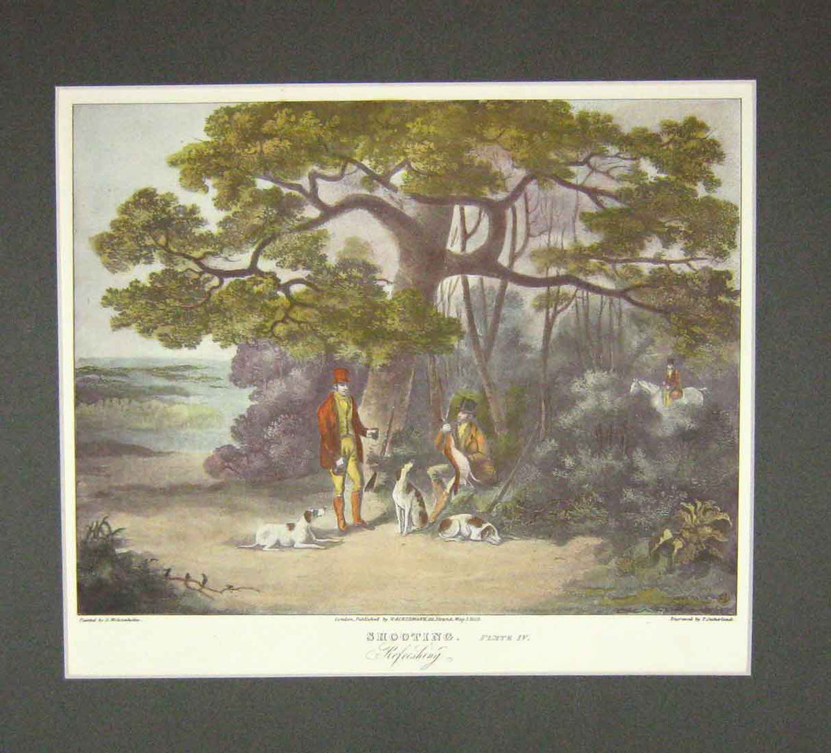 Original Old Antique Print SetShooting Wolstenholme 1823 H/C