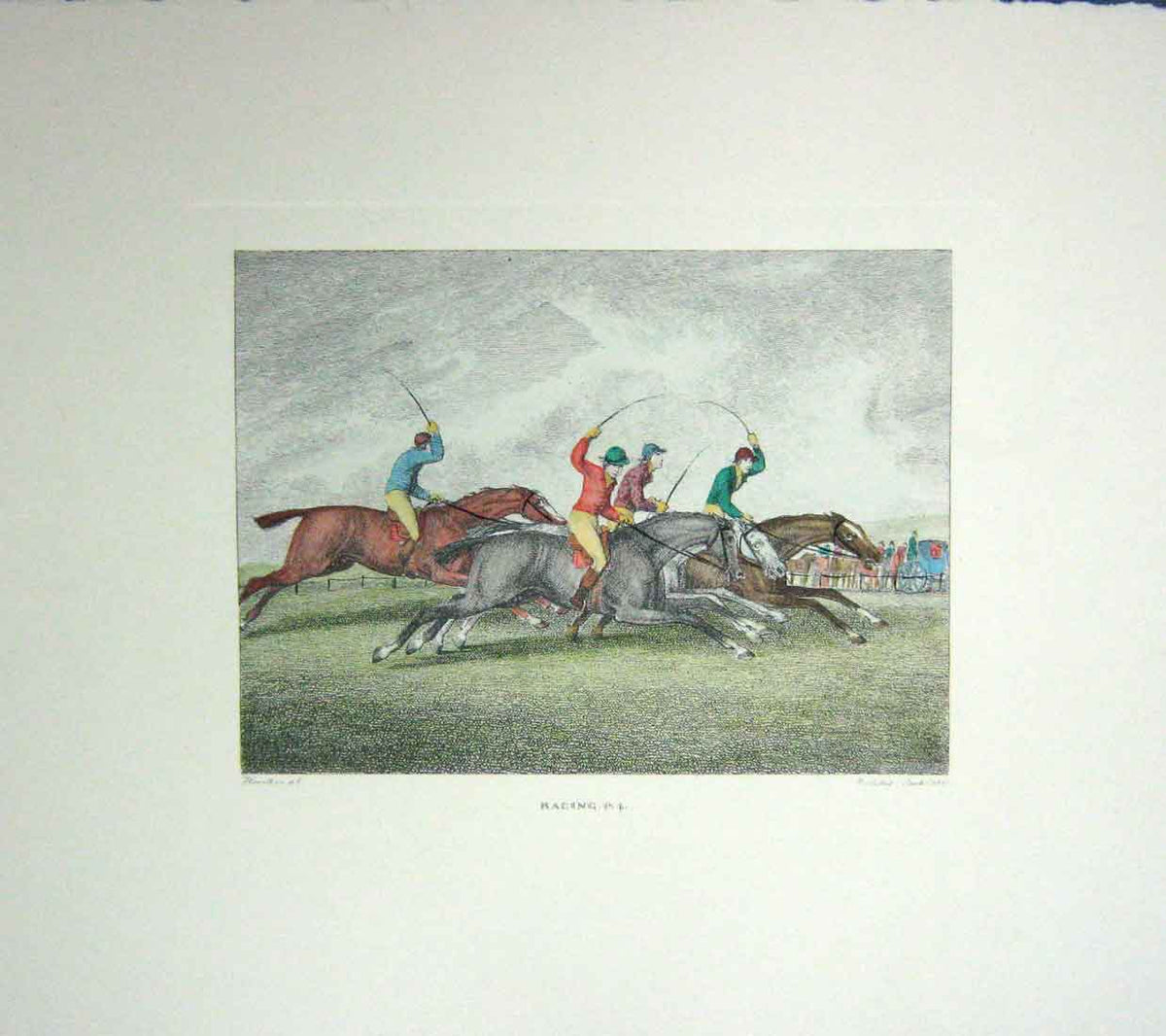Original Old Antique Print SetRacing Howitt 1799 H/C