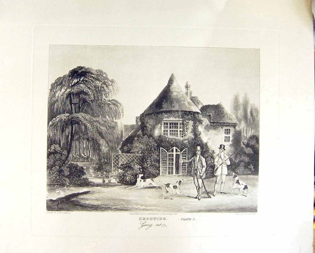 Original Old Antique Print Shooting Going Out Sutherland Wolstenholme