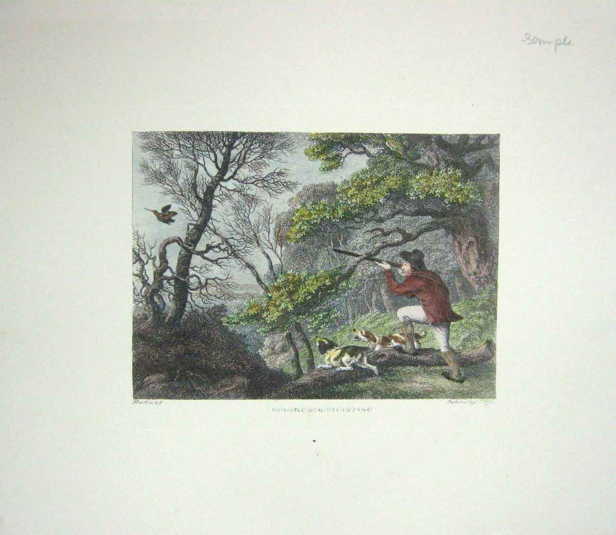 Original Old Antique Print SetShoting Howitt 1798 H/C