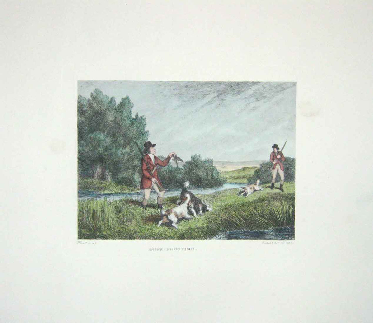 Original Old Antique Print SetShooting Howitt C1790