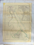 Original Old Antique Print Weller Map C1870 Egypt Nubia Abyssinia Red Sea 19th
