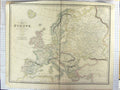 Original Old Antique Print Map C1870 Europe Britain France Spain Italy Victorian