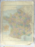 Original Old Antique Print Stanford Map C1870 France Corsica Mediterranean 19th