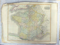 Original Old Antique Print Thomsons Map C1870 France Mediterranean Biscay 19th