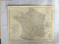 Original Old Antique Print Johnston Map C1870 France Paris Corsica Victorian
