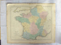 Original Old Antique Print Gall Inglis Map C1870 France Bay Biscay Jersey 19th