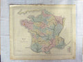 Original Old Antique Print Jones Map C1870 France Corsica Guernsey Jersey 19th