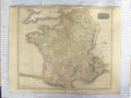 Original Old Antique Print Thomson Map 1814 France Bay Biscay Pyrenees 19th