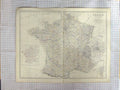 Original Old Antique Print Johnston Map C1870 France Corsica Paris Seine 19th
