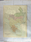 Original Old Antique Print Bartholomew Map C1870 Turkey Greece Servia Victorian